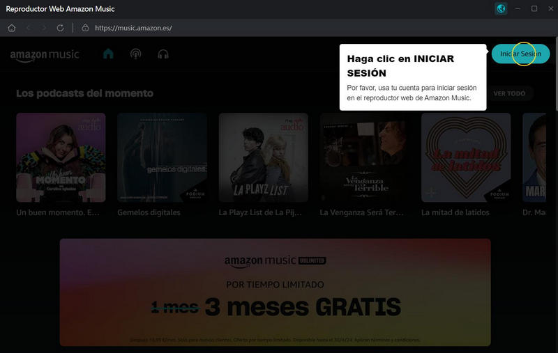 Inicie sesión en la cuenta de Amazon Music en TunePat