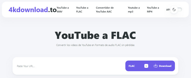 4kdownload.to Convertidor gratuito en línea de YouTube a FLAC