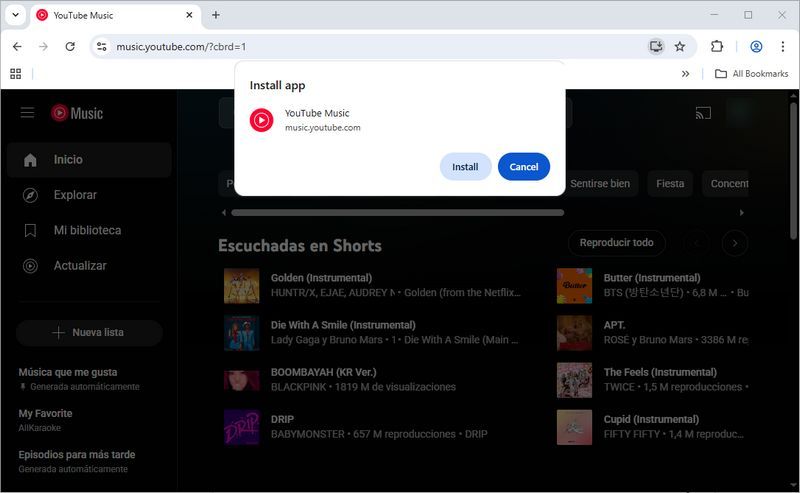 instalar youtube music