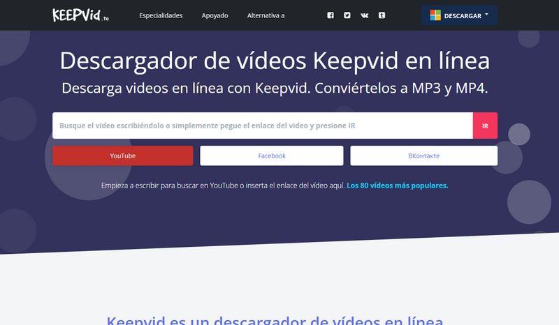 Descargador de Videos Online Keepvid