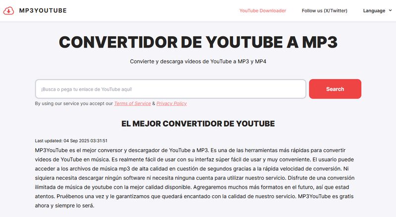 Sitio de descarga de MP3YOUTUBE a MP3