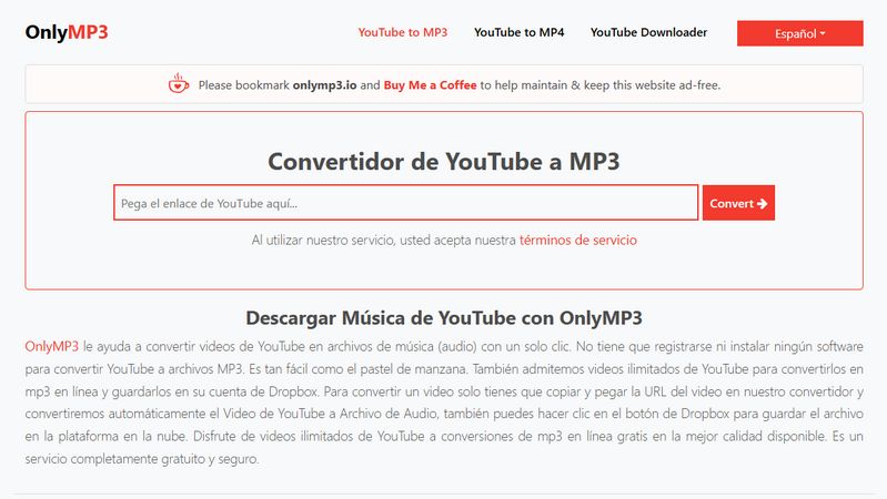 Conversor de YouTube a MP3 OnlyMP3