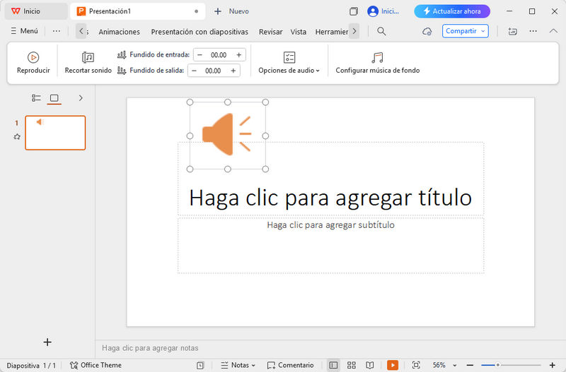 configurar opción de reproducción en powerpoint