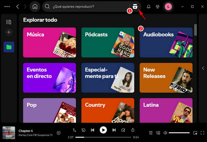 Buscar audiolibros en Spotify