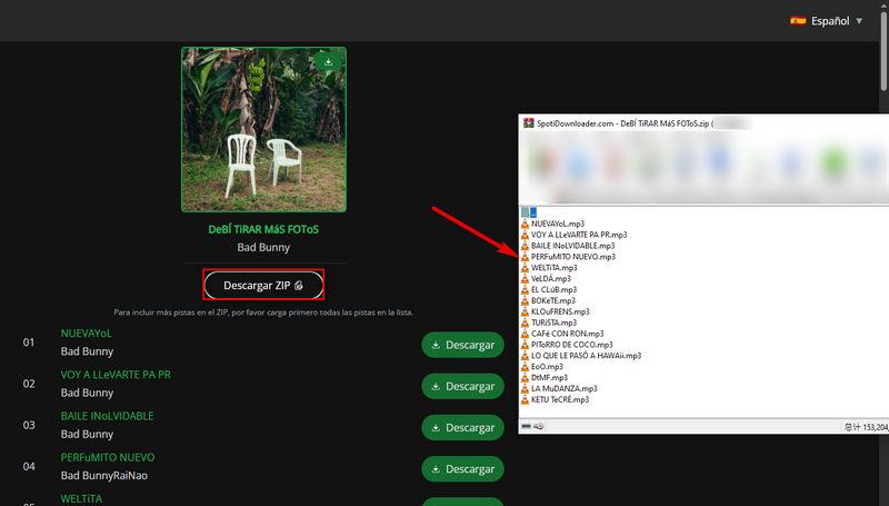 spotidownloader descargar álbum en zip