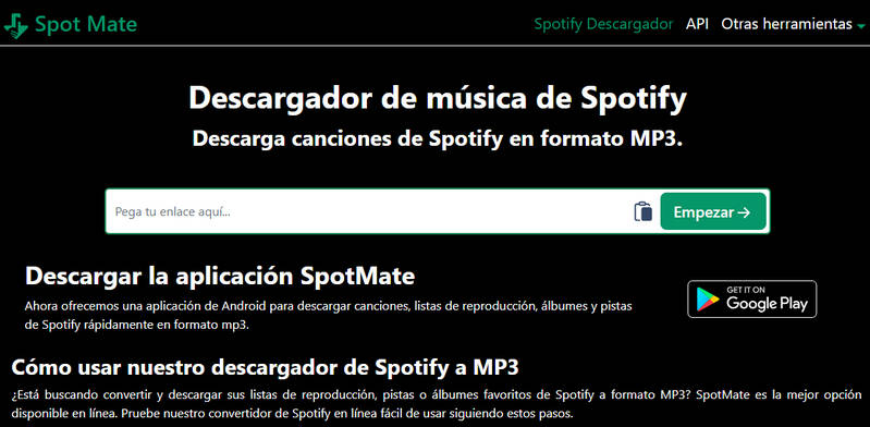 Descargador de listas de Spotify SpotMate