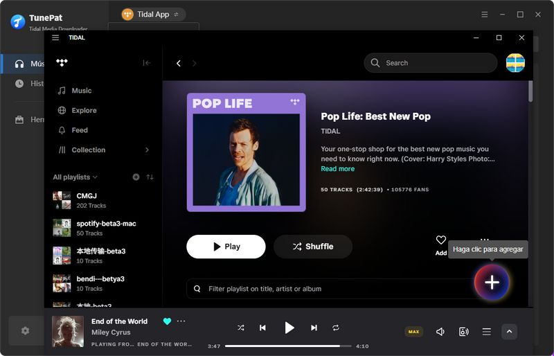añadir música de Tidal a TunePat