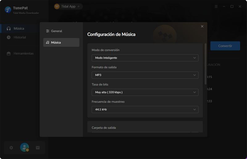 personalizar la configuración de salida
