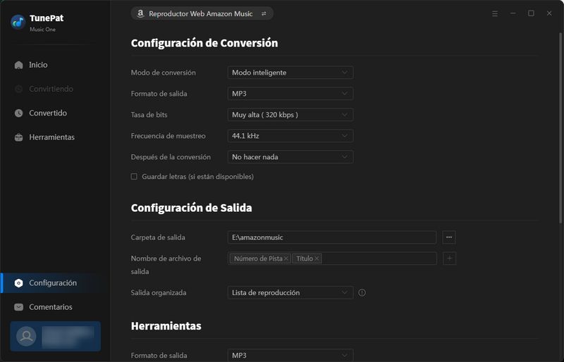 finalizar configuración de salida