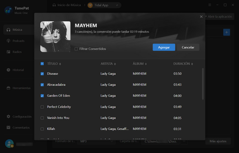analizar canciones de Tidal