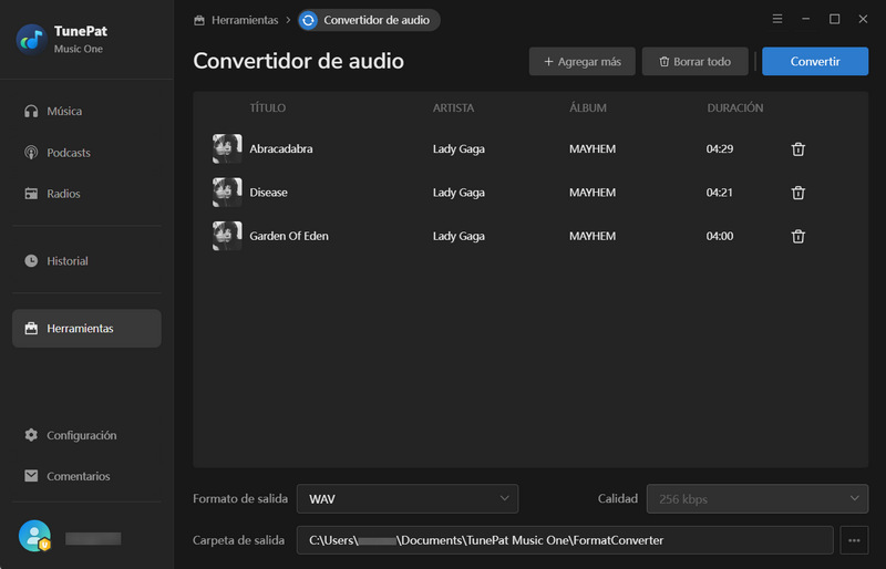 convertir música local a wav