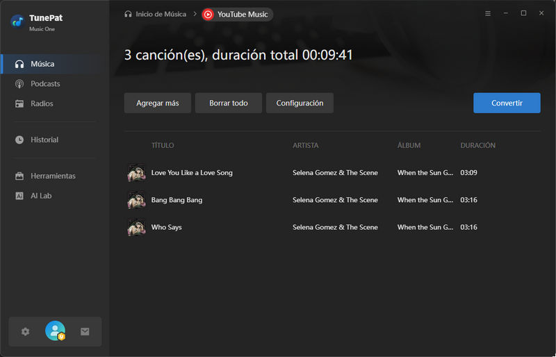 convertir canciones de YouTube Music a mp3