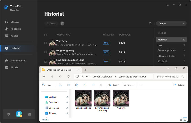 reproduce la música de youtube convertida