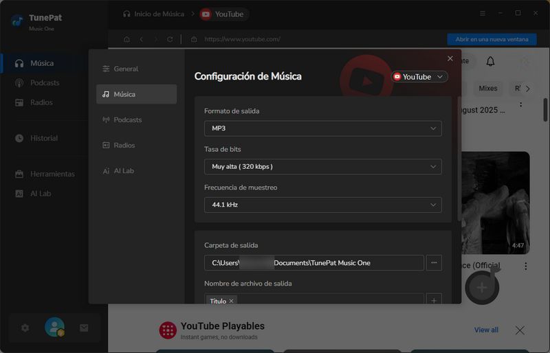 cambiar configuraciones