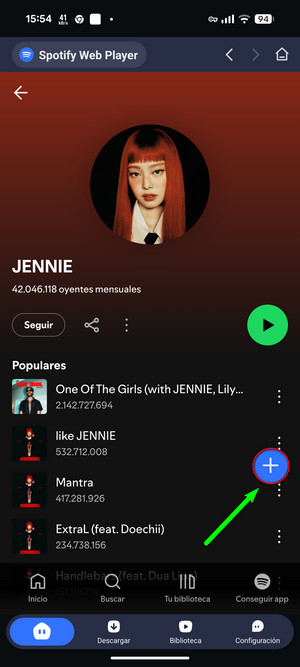 agregar canciones de Spotify para descargar