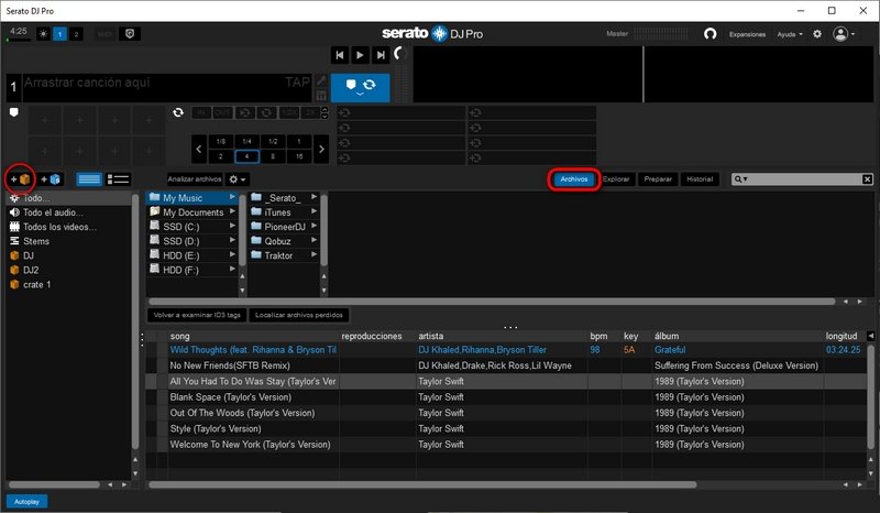 revisa la carpeta de música de youtube en serato dj