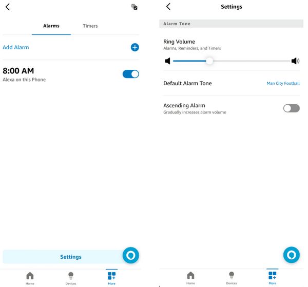 set amazon music as alarm via alexa app