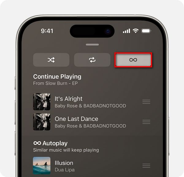 turn off apple music autoplay iphone