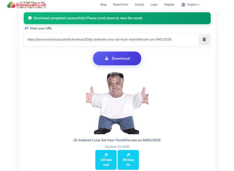 BraveDown Mixcloud Downloader