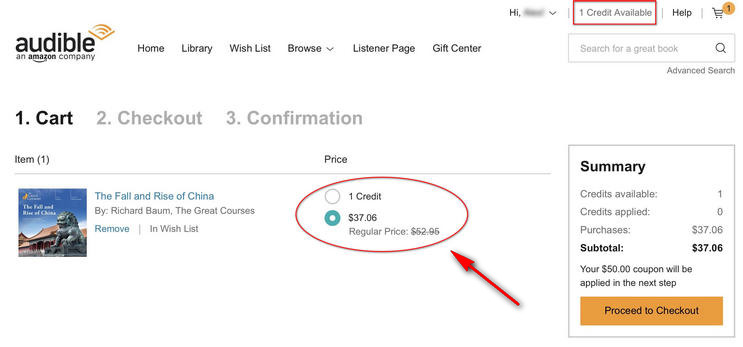 how to use audible credits