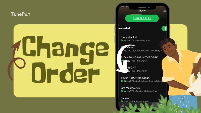 change spotify playlist order on mobile