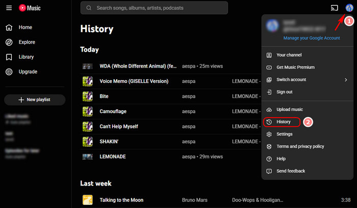 Check Your YouTube Music Listening History