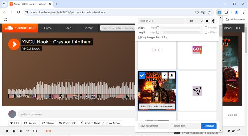 download soundcloud artwork via extension