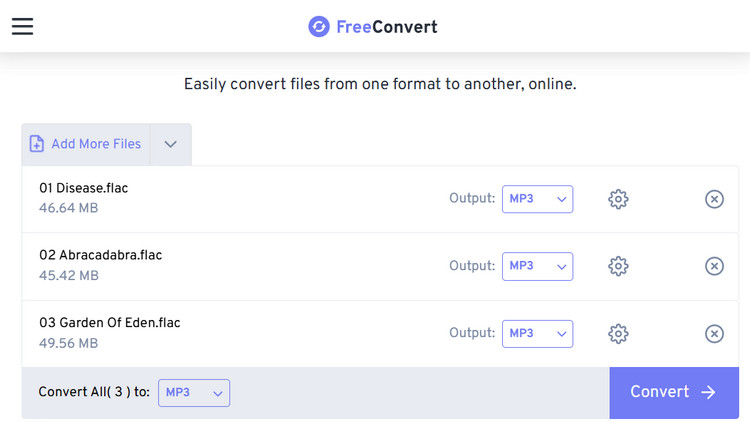 FreeConvert FLAC to MP3 Converter