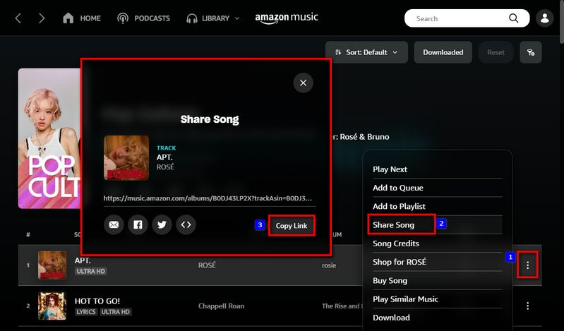 copy amazon music url