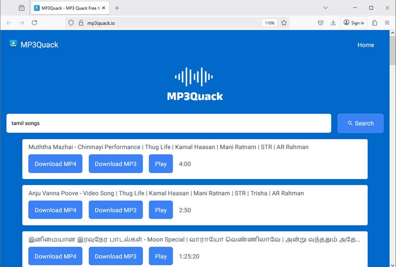 MP3 QUACK download tamil songs