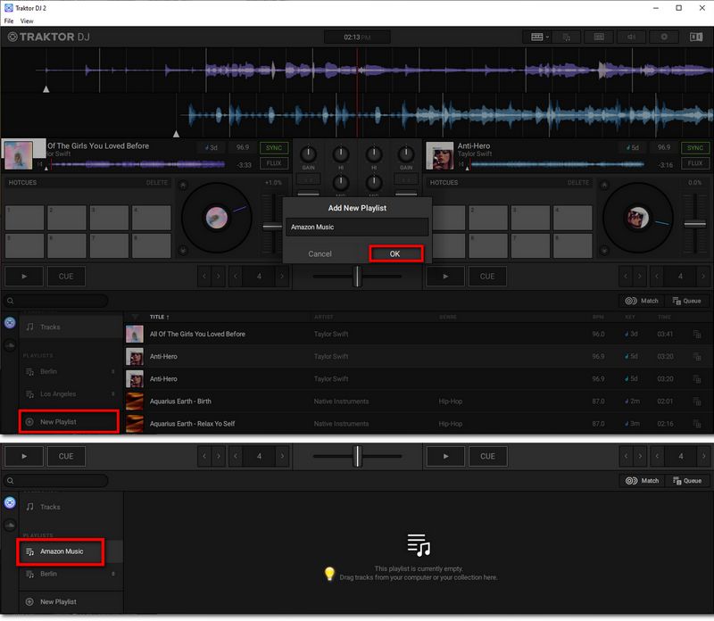 new amazon music playlist on traktor dj