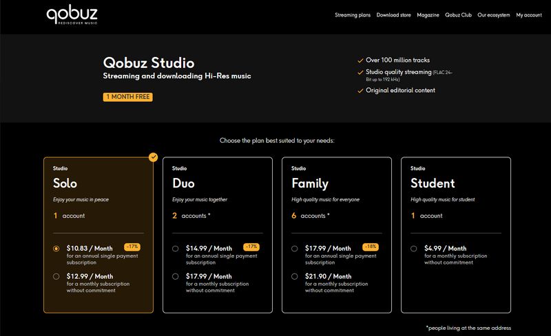 qobuz studio price