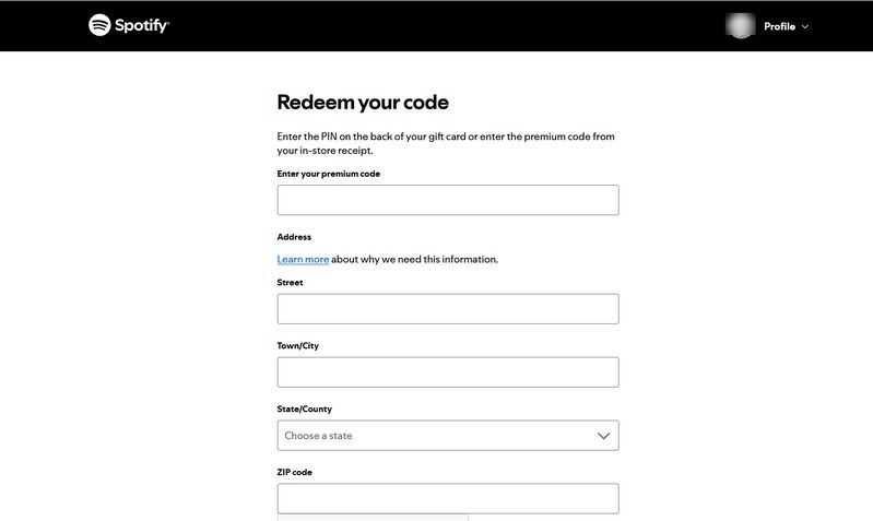 redeem spotify gift card