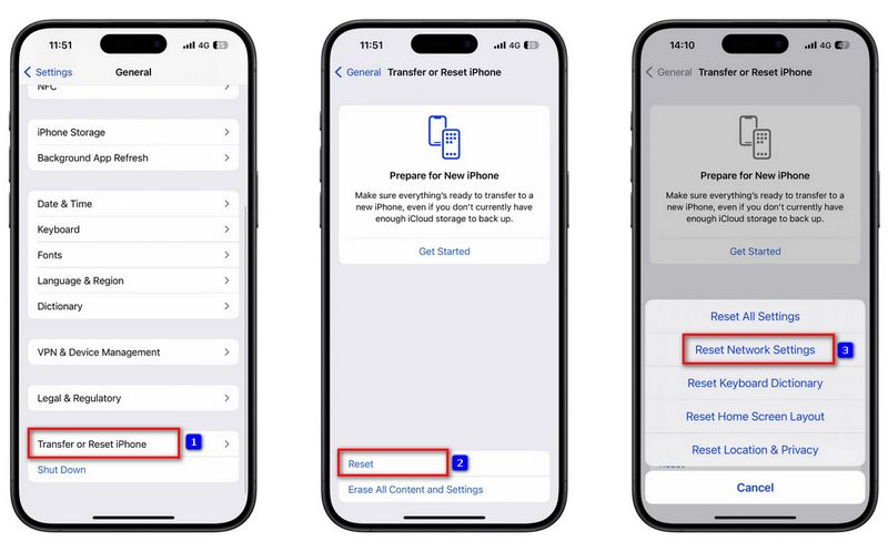 reset iphone network settings