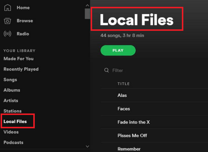 select local files