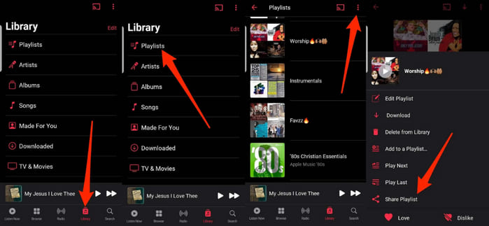 share apple music playlists on Android