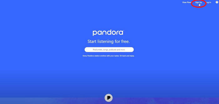 sign up pandora music