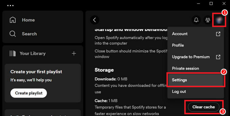 clear cache on spotify