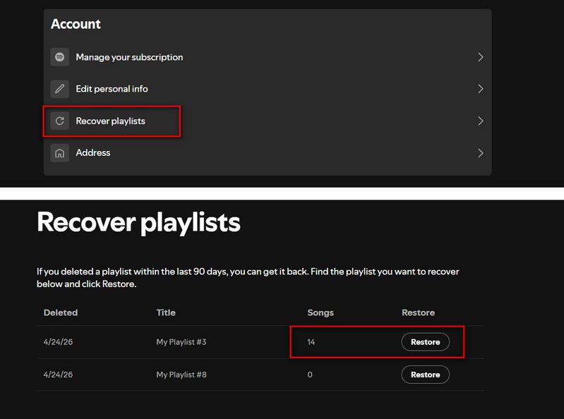 recover spotify playlist via official way
