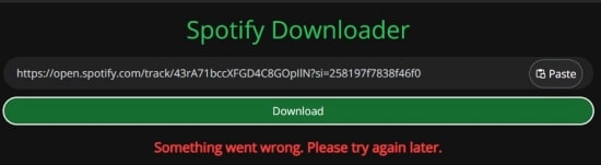 SpotifyDown error message