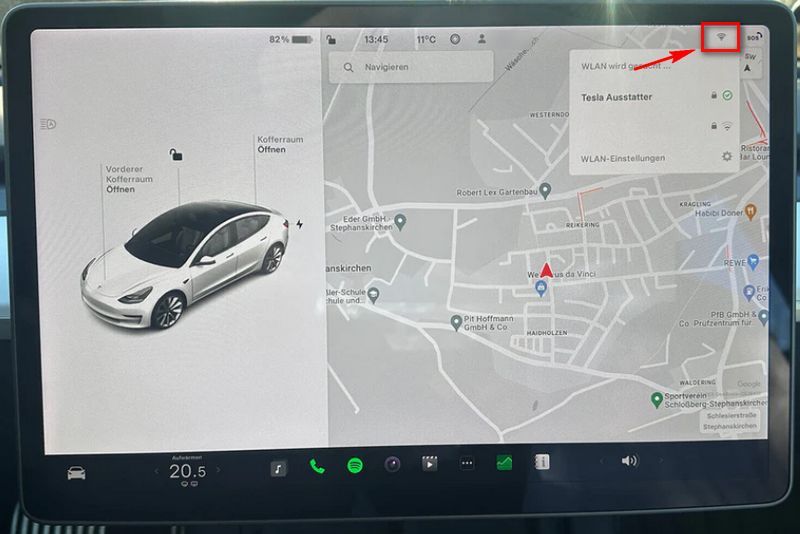 check wifi on tesla