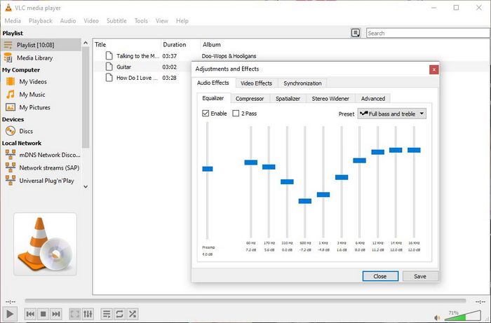 VLC Media Player Equalizer Settings