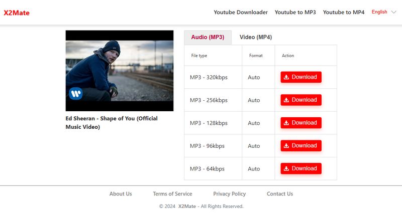 x2mate YouTube to MP3 Converter