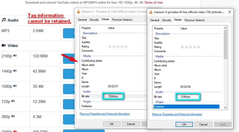 y2mate quality and id3 tag