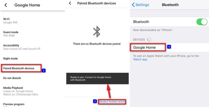 connect youtube music to google home via bluetooth