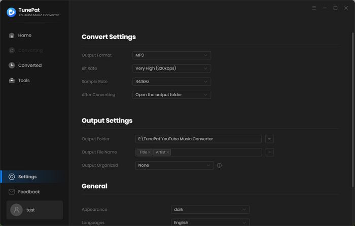 Customize the output parameters of YouTube Music