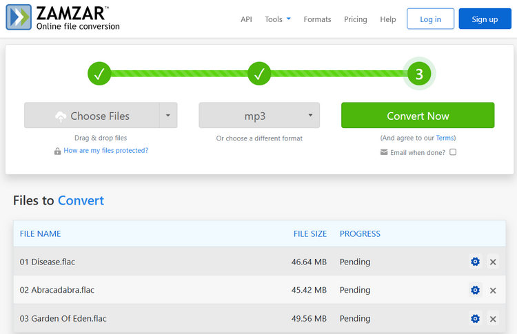 Zamzar FLAC to MP3 Converter