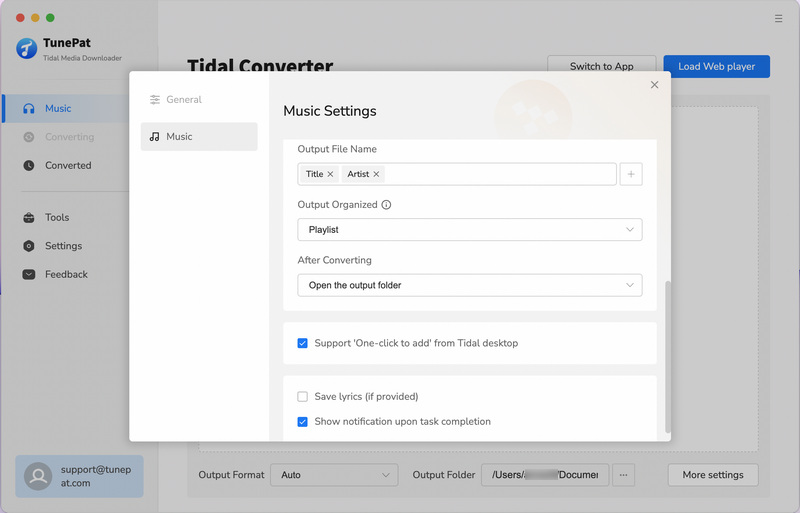 Customize output settings