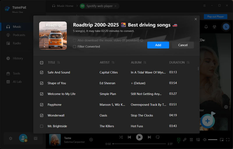 add road trip songs