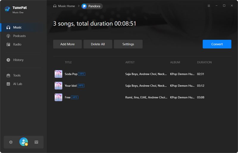 convert pandora to mp3